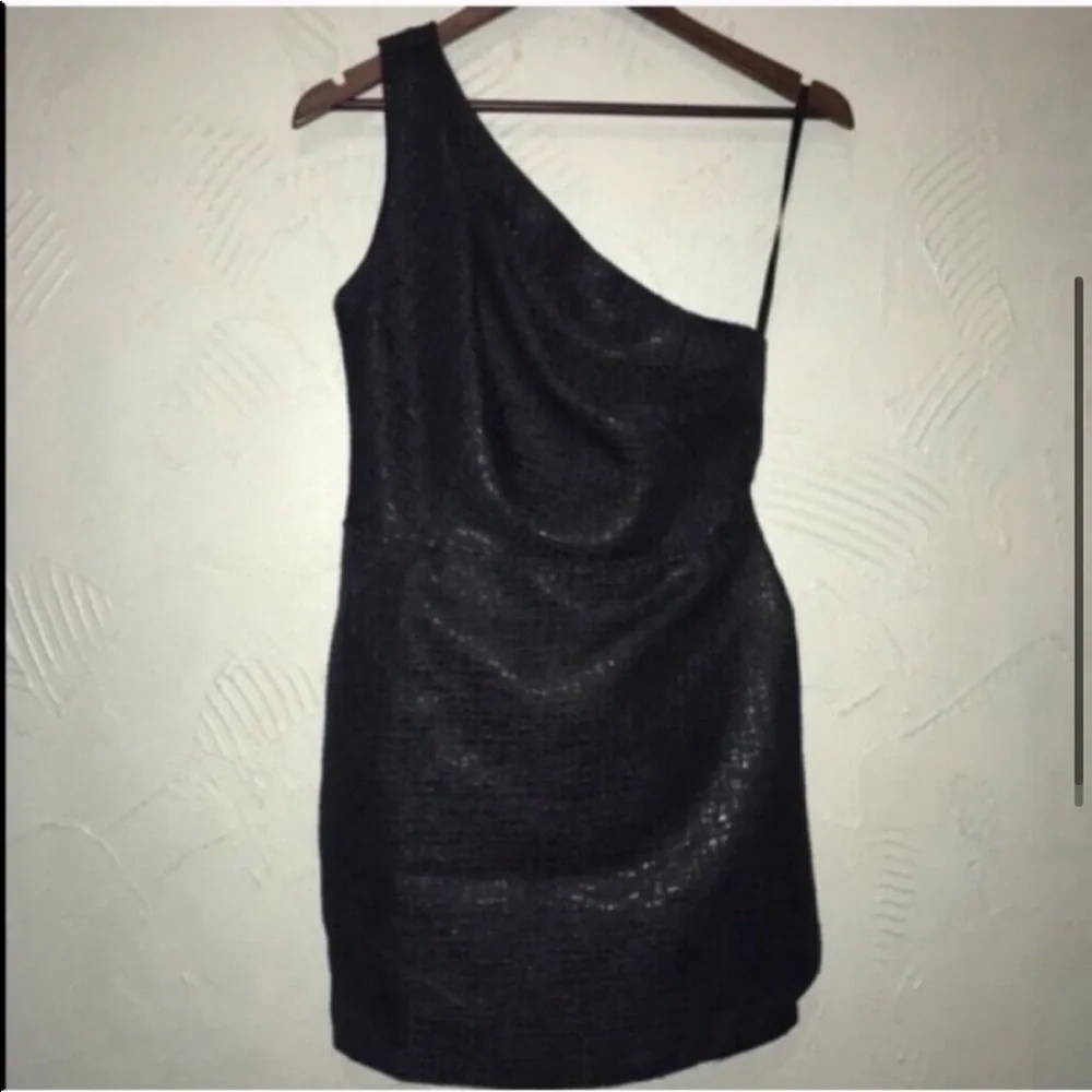 Ark & Co One Shoulder Black Cocktail Dress - Picture 2 of 6